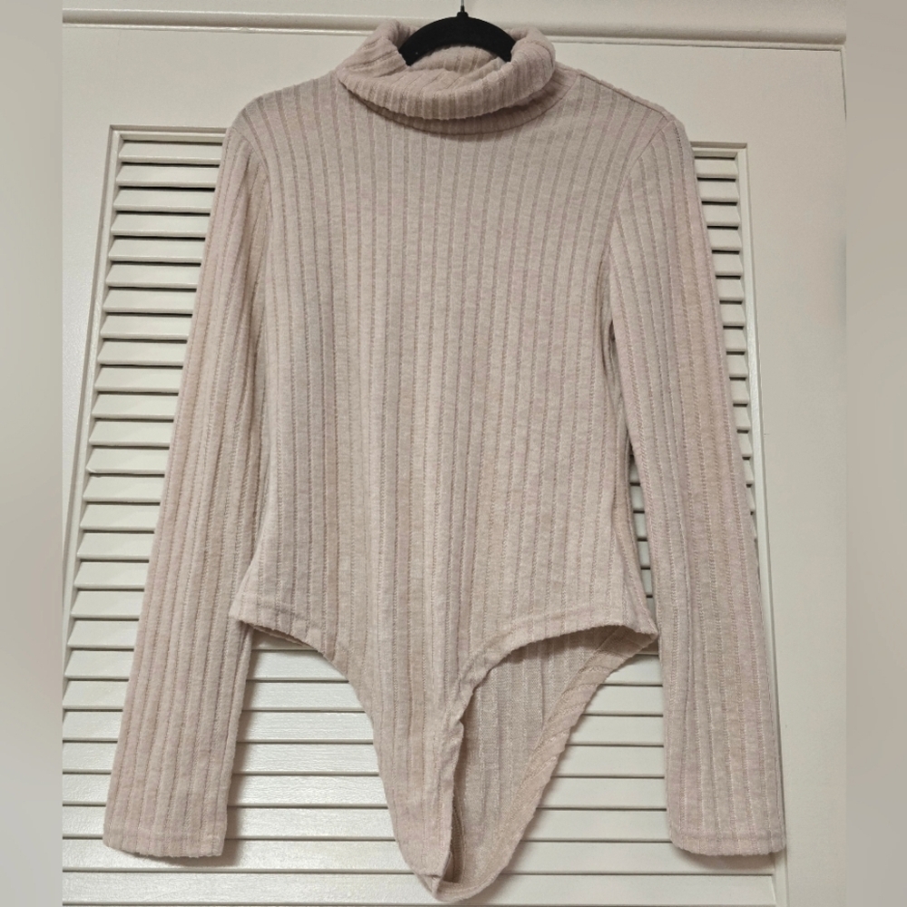 SHEIN - Long-Sleeve Ribbed Turtleneck Bodysuit With Snap Enclosure